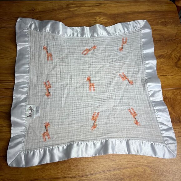 Lulujo‎ Giraffe Lovey Baby Security Blanket Blankie Muslin Cotton Satin Edge - Picture 3 of 5